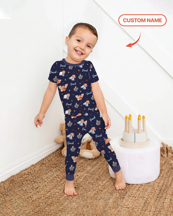 Guardian Angels Custom Name Bamboo Two Piece Short Sleeve Pajama Set