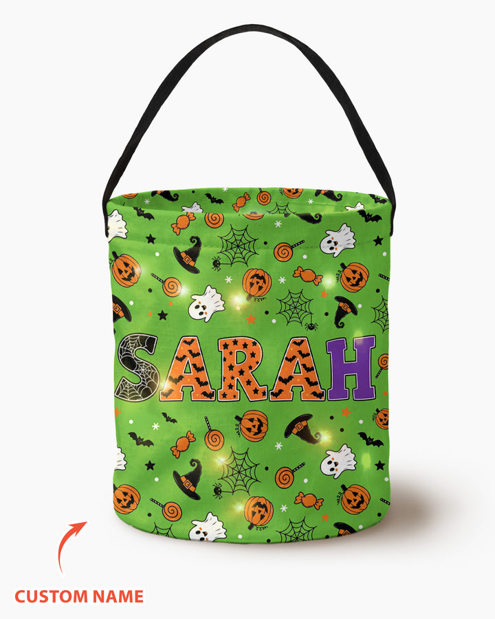Halloween Name Spooky Letters Led Light Bucket Bag