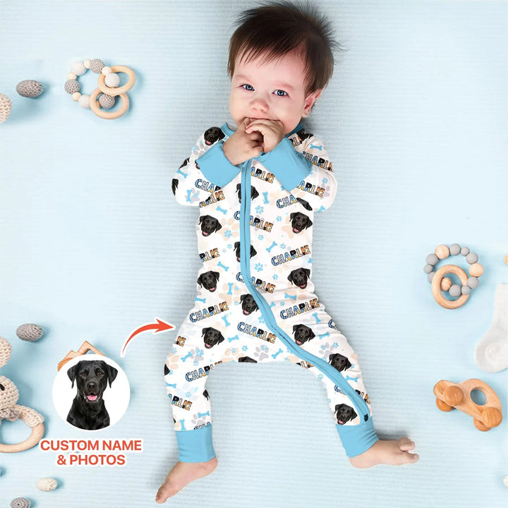 Custom Name Doodle Letters Blue Dog Bamboo Convertible Zippy
