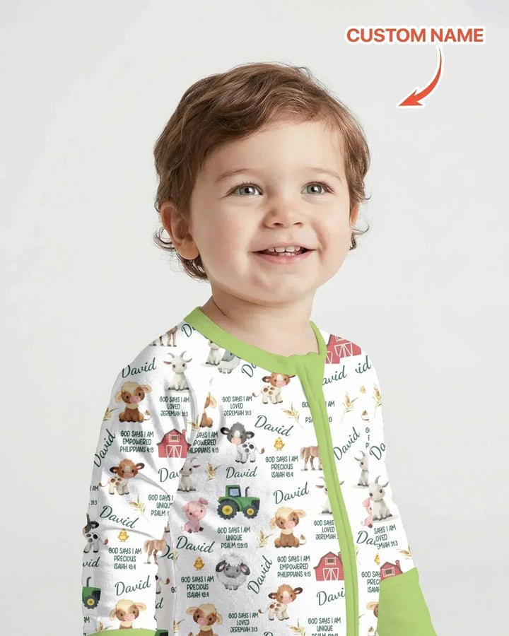 Custom Name God Says I Am Farm Animals Bamboo Convertible Zippy