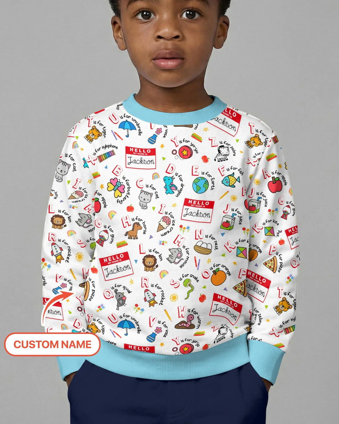Custom Name Hello School ABCs Bamboo Crewneck Sweatshirt