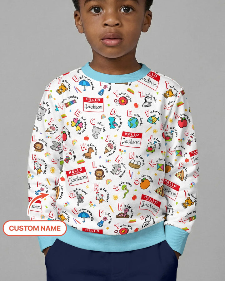 Custom Name Hello School ABCs Bamboo Crewneck Sweatshirt