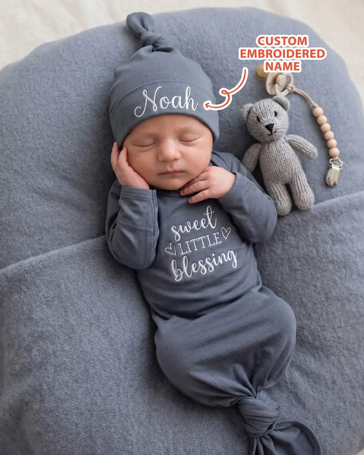 Personalized Little Blessing Embroidered Bamboo Welcome Home Bundle