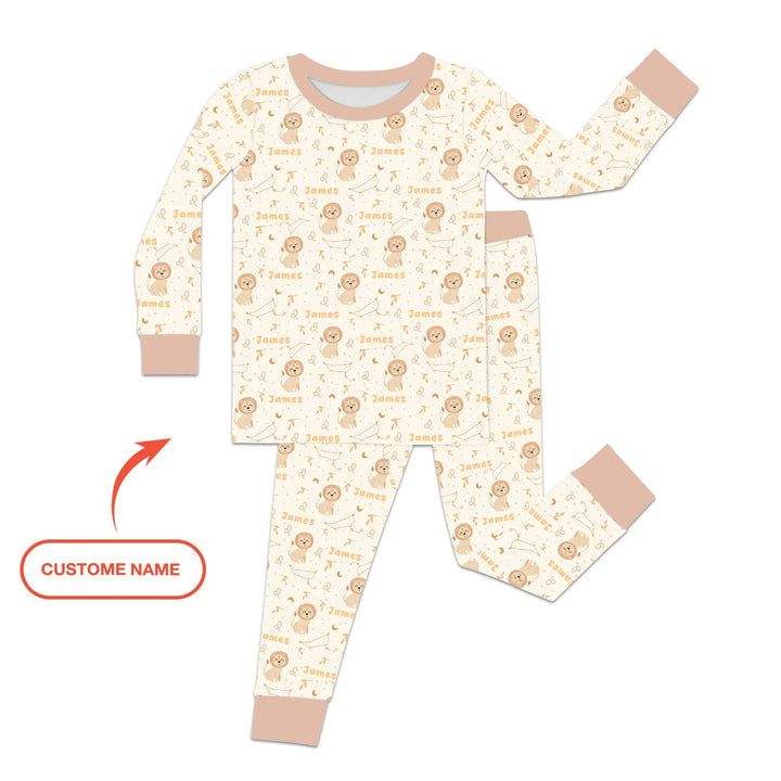 Bohemian Baby Zodiac Signs Custom Name Bamboo Two Piece Long Sleeve Pajama Set