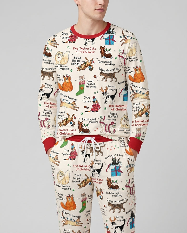 The 12 Cats of Christmas Bamboo Men's Pajama Set