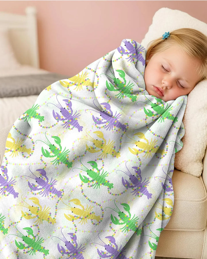 Mardi Gras Crawfish Family Matching Bamboo Blanket