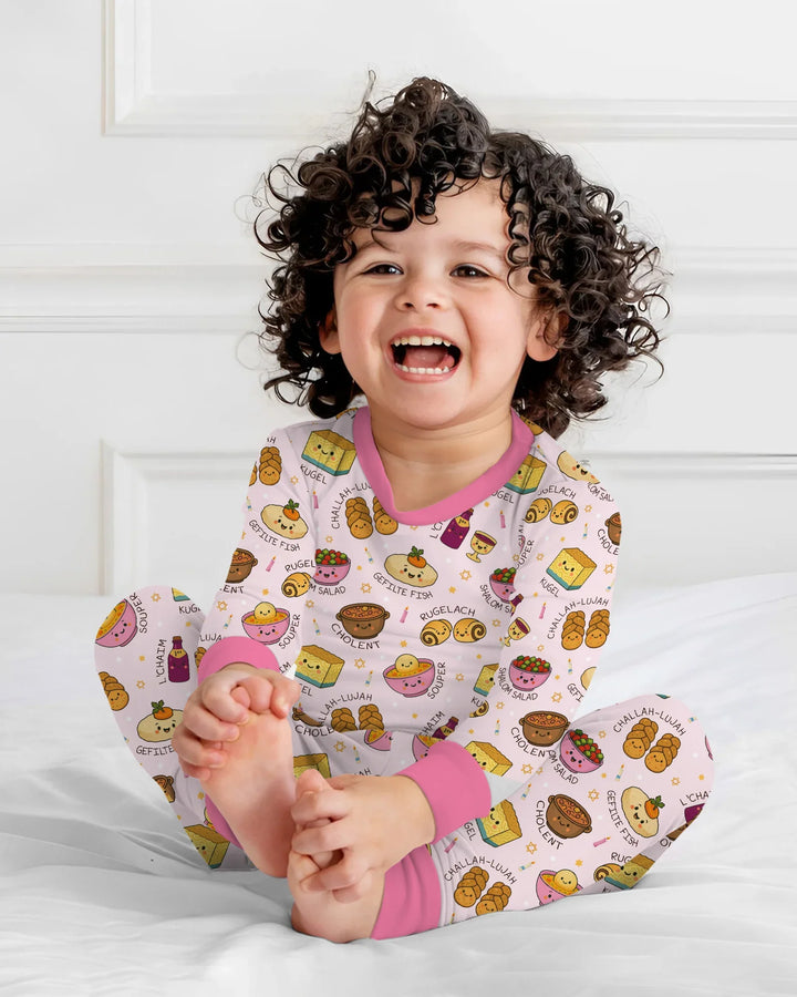 Shabbat Shalom Bamboo Two Piece Long Sleeve Pajama Set