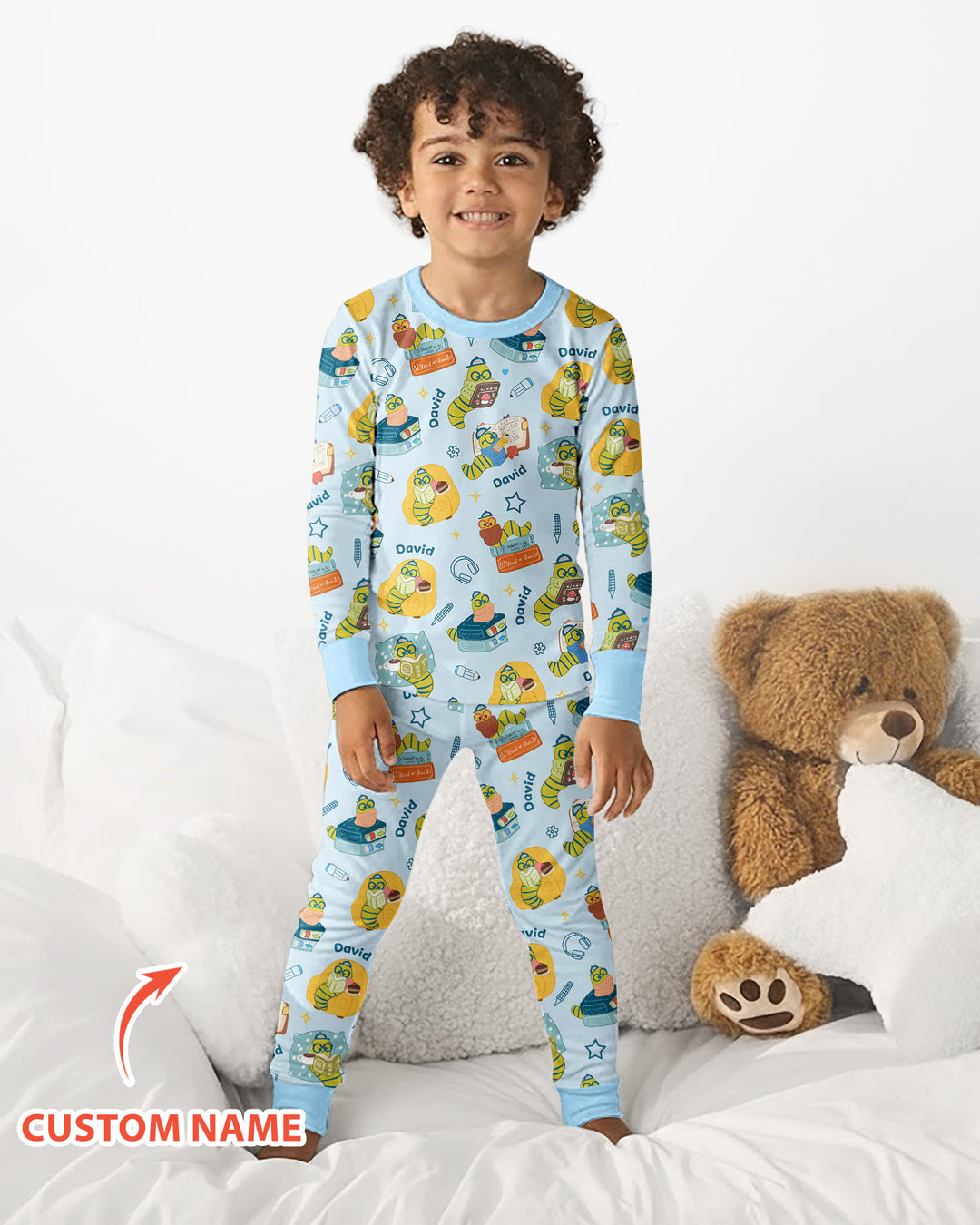 Little Book Worm Family Matching Bamboo Two Piece Long Sleeve Pajama Set