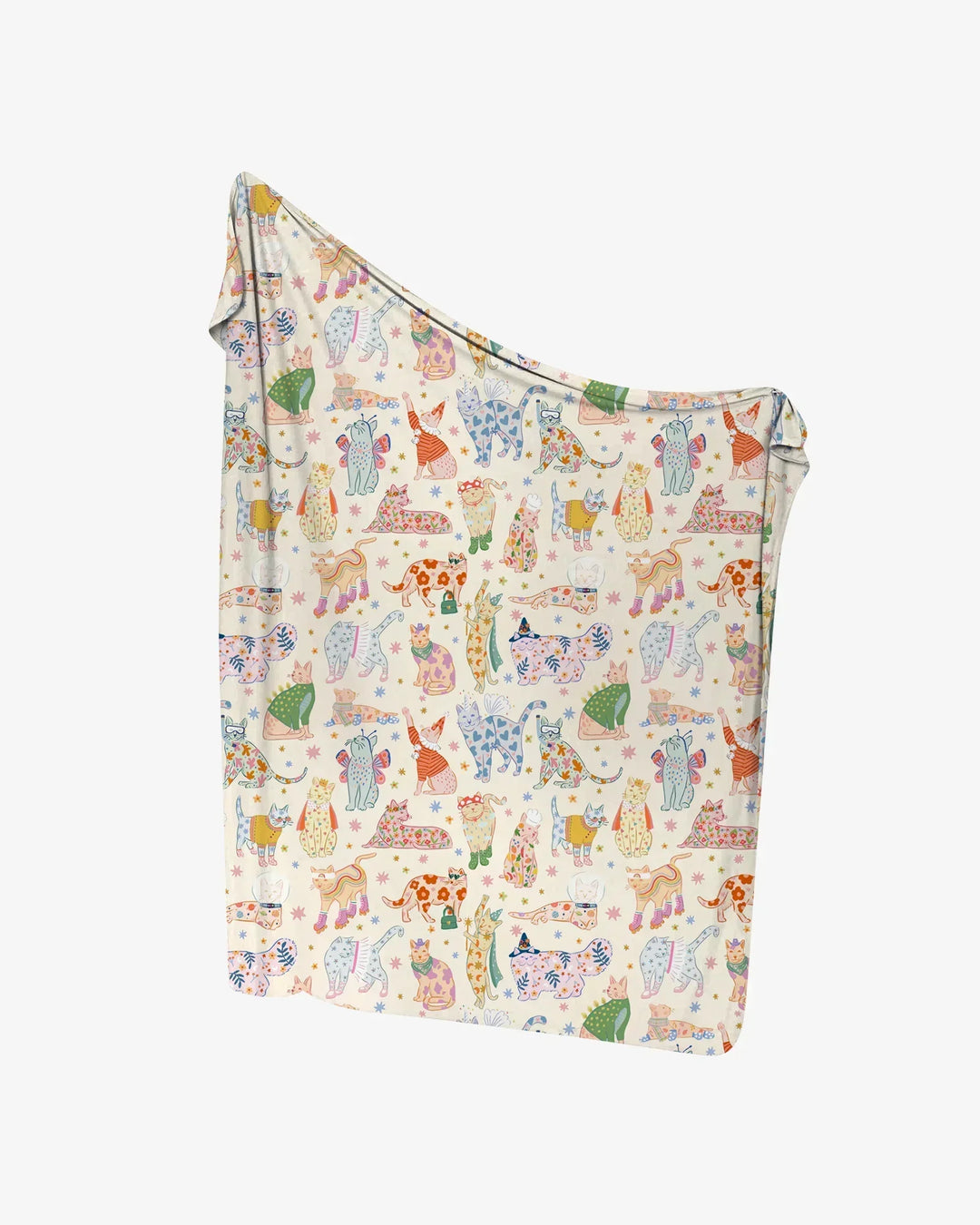 Whimsical Cat Parade swaddle blanket