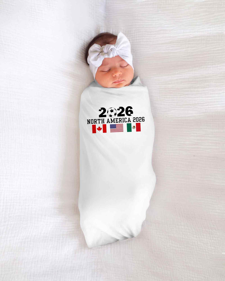 Soccer 2026 USA Canada Mexico Flags swaddle blanket