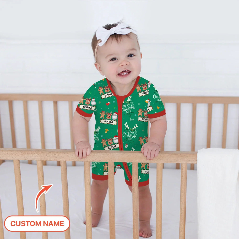 Custom Name "Merry Christmas My Deer" For Girl - Shorty Zippy , Custom Name "Merry Christmas My Deer" For Girl - Shorty Zippy - 0-3M