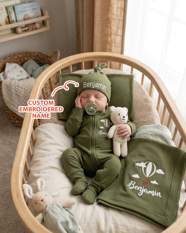 Personalized First Journey Embroidered Ribbed Bamboo Blanket