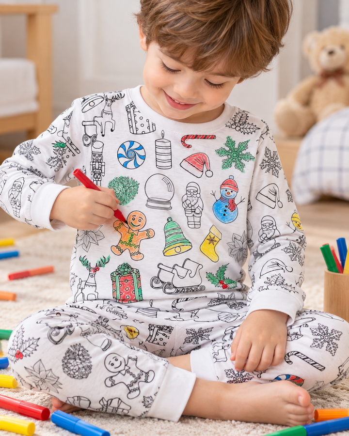 Christmas Colorable Bamboo Two Piece Pyjamas Set