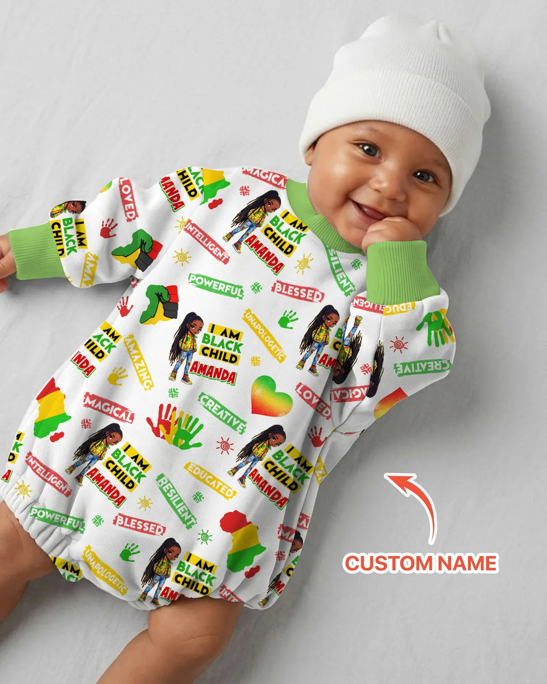 Custom Name I Am Black Child Magical Bamboo Bubble Romper