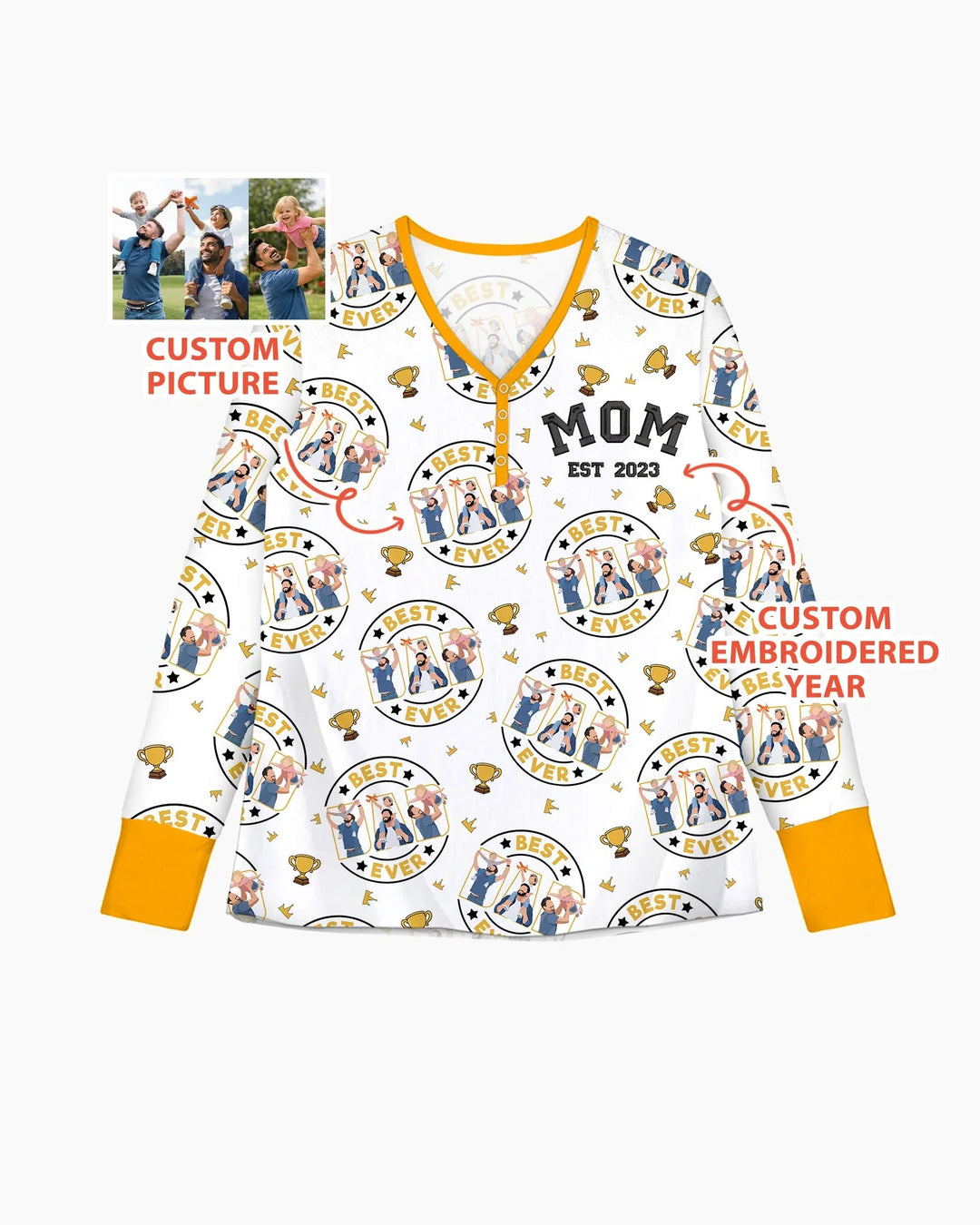 Personalized Family Matching Father's Day Embroidered Bamboo Women Pajama Set