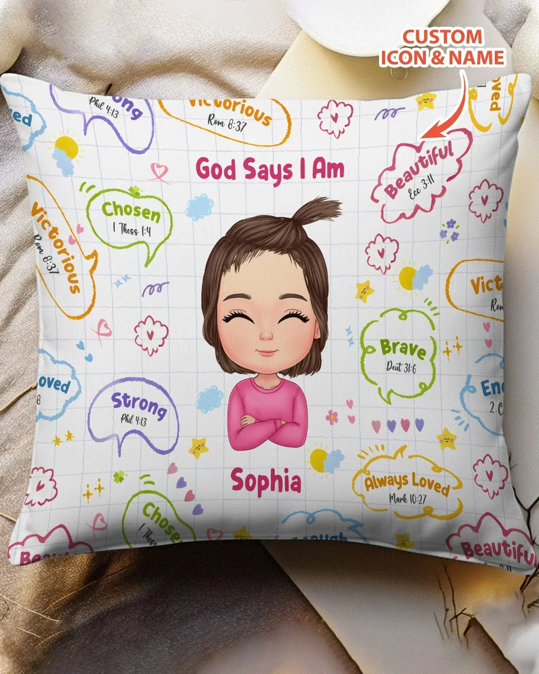 Personalized God Says I Am- Baby Girl Bamboo Pillow Case
