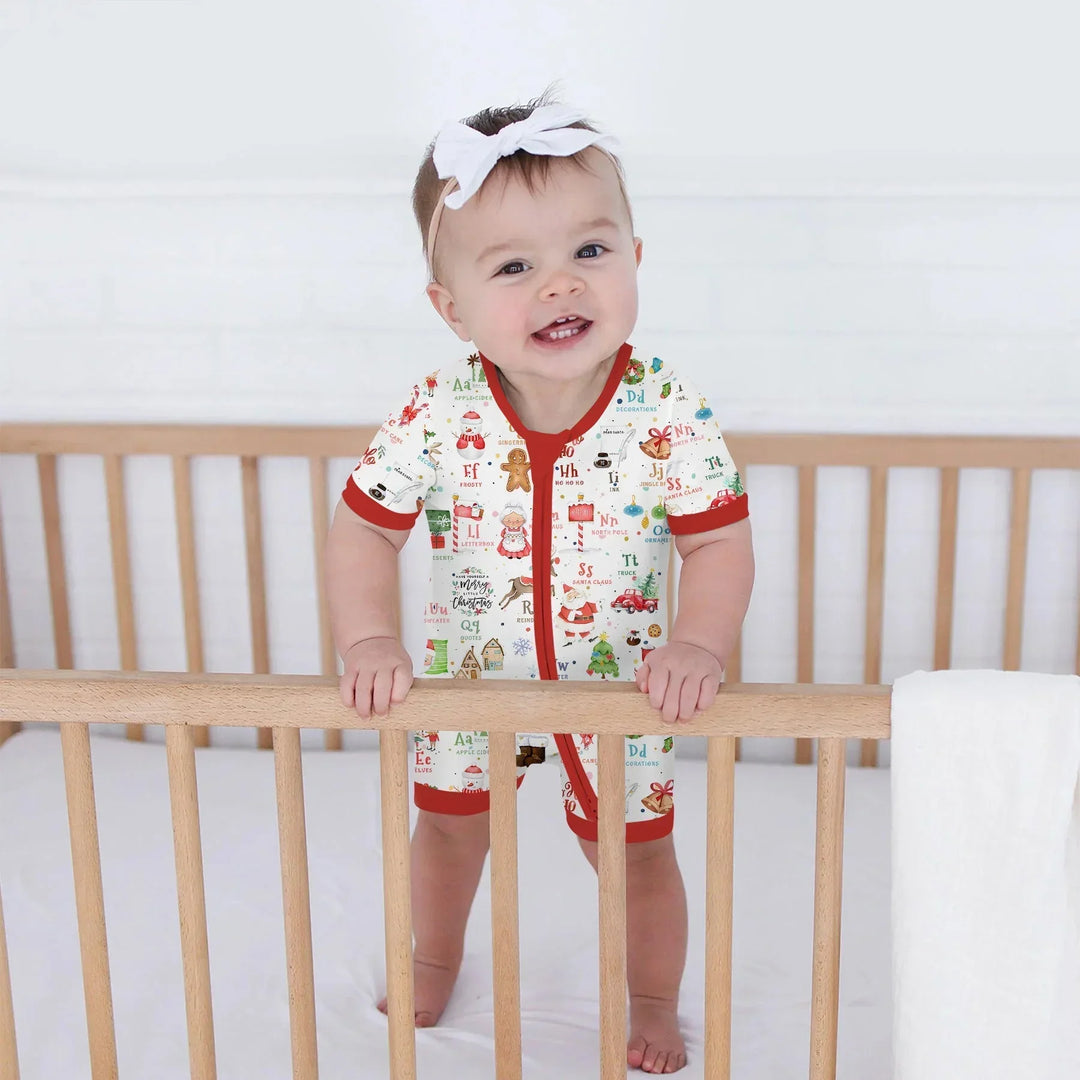 Christmas Alphabet Bamboo Shorty Zippy