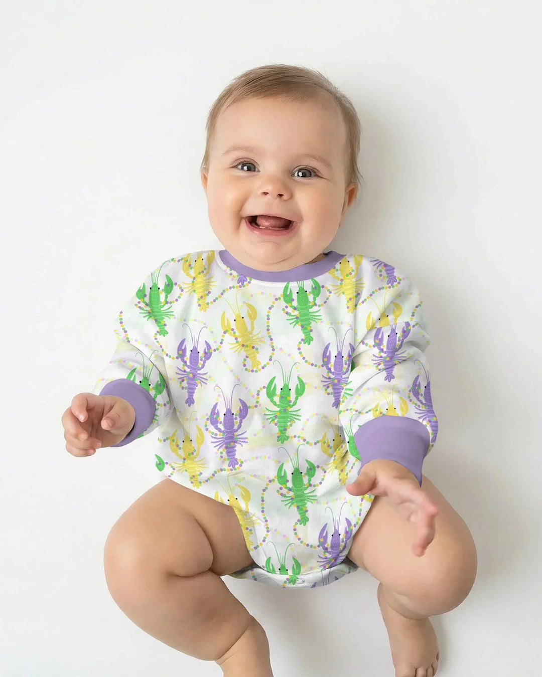 Mardi Gras Crawfish Family Matching Bamboo Bubble Romper