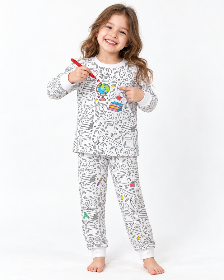 School Days Colorable Bamboo Two Piece Pyjamas Set