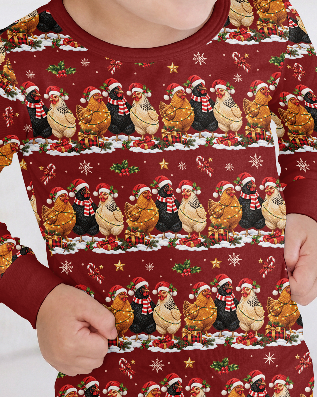 Farm Chicken Christmas Bamboo Two Piece Long Sleeve Pajama Set