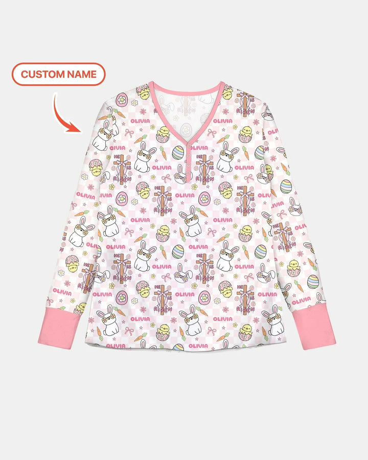Custom Name Retro Easter Bamboo Women Pajama Set