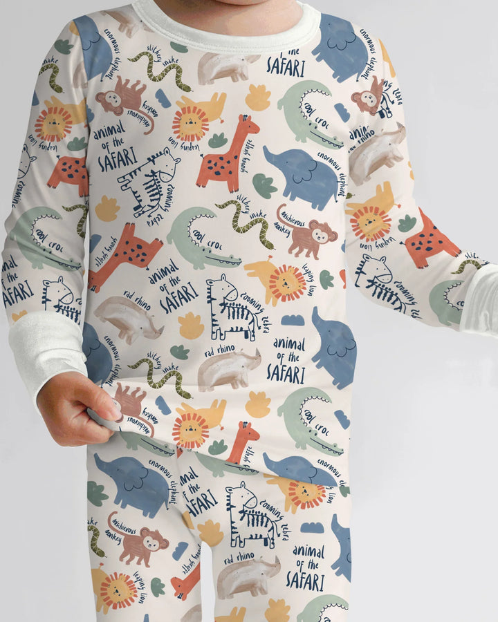 Funny African Animals Bamboo Two Piece Long Sleeve Pajama Set