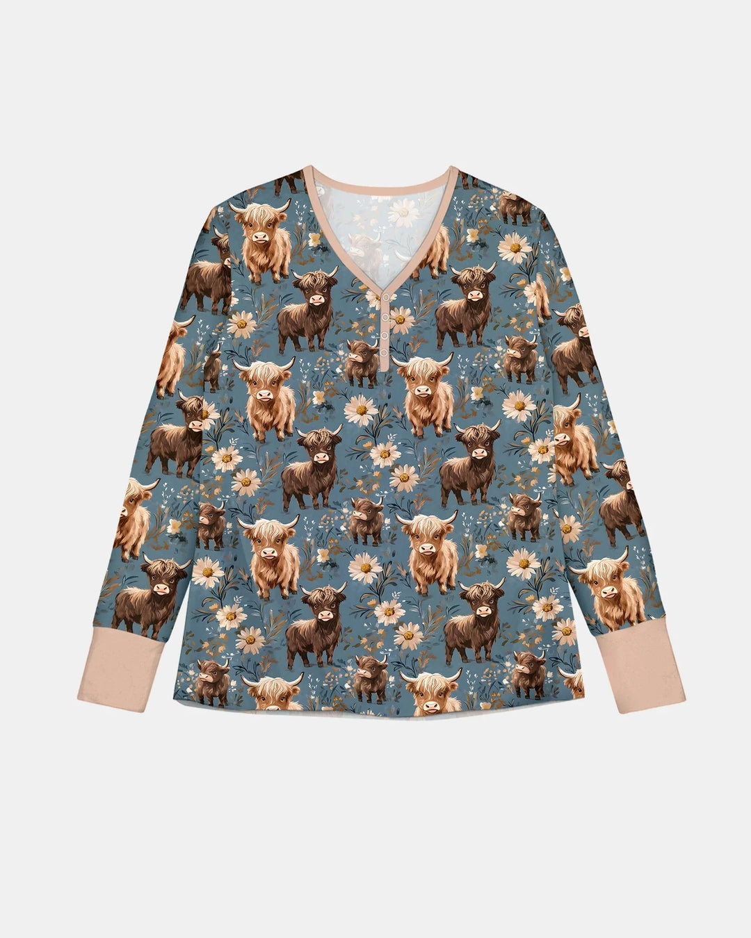 Majestic Highland Cows Family Matching Bamboo Women Pajama Set