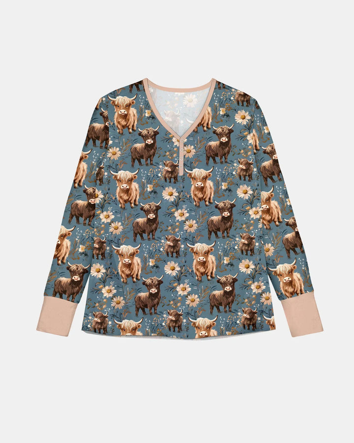 Majestic Highland Cows Family Matching Bamboo Women Pajama Set