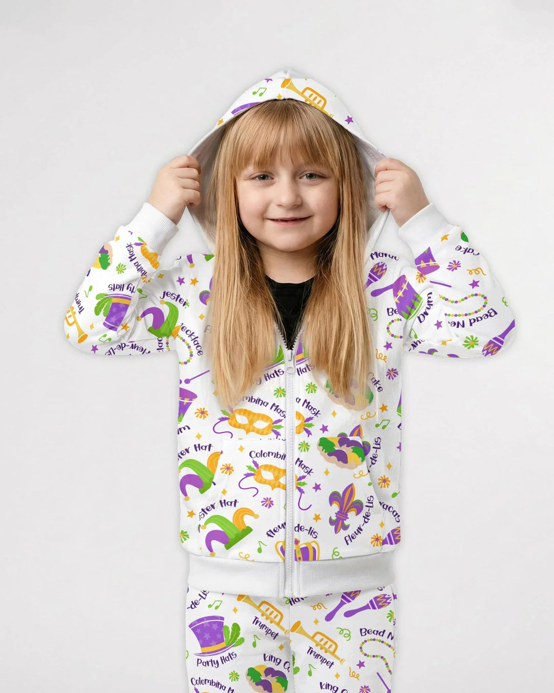 Mardi Gras Family Matching Bamboo Zip Hoodie