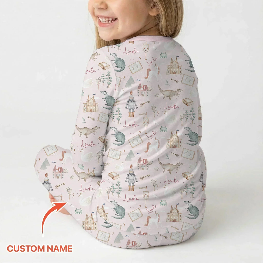 Adventure Dreams Custom Name Bamboo Two Piece Long Sleeve Pajama Set