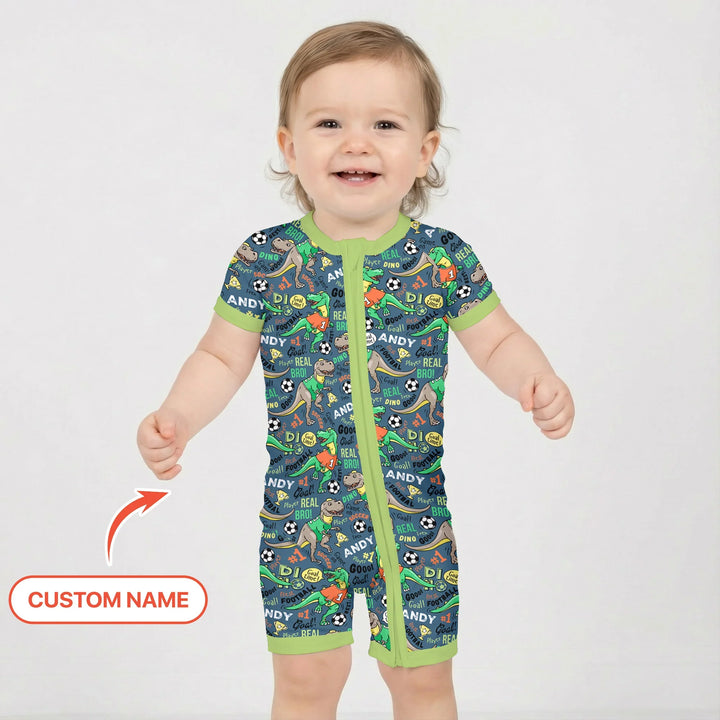 Custom Name Dino Soccer Bamboo Shorty Zippy