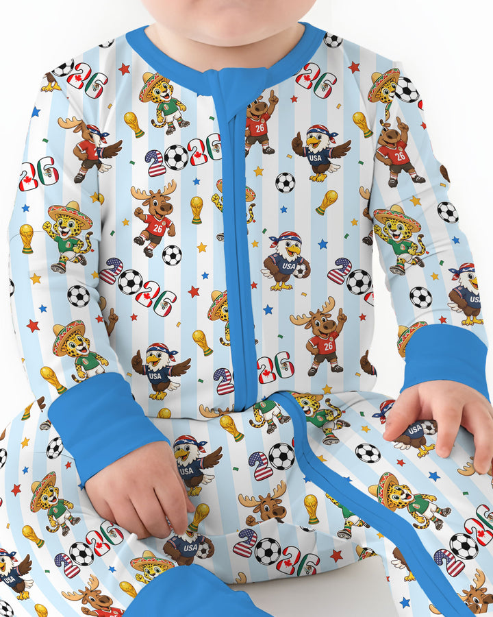 Striped Cute Mascots Soccer Cup 2026 Bamboo Convertible Zippy