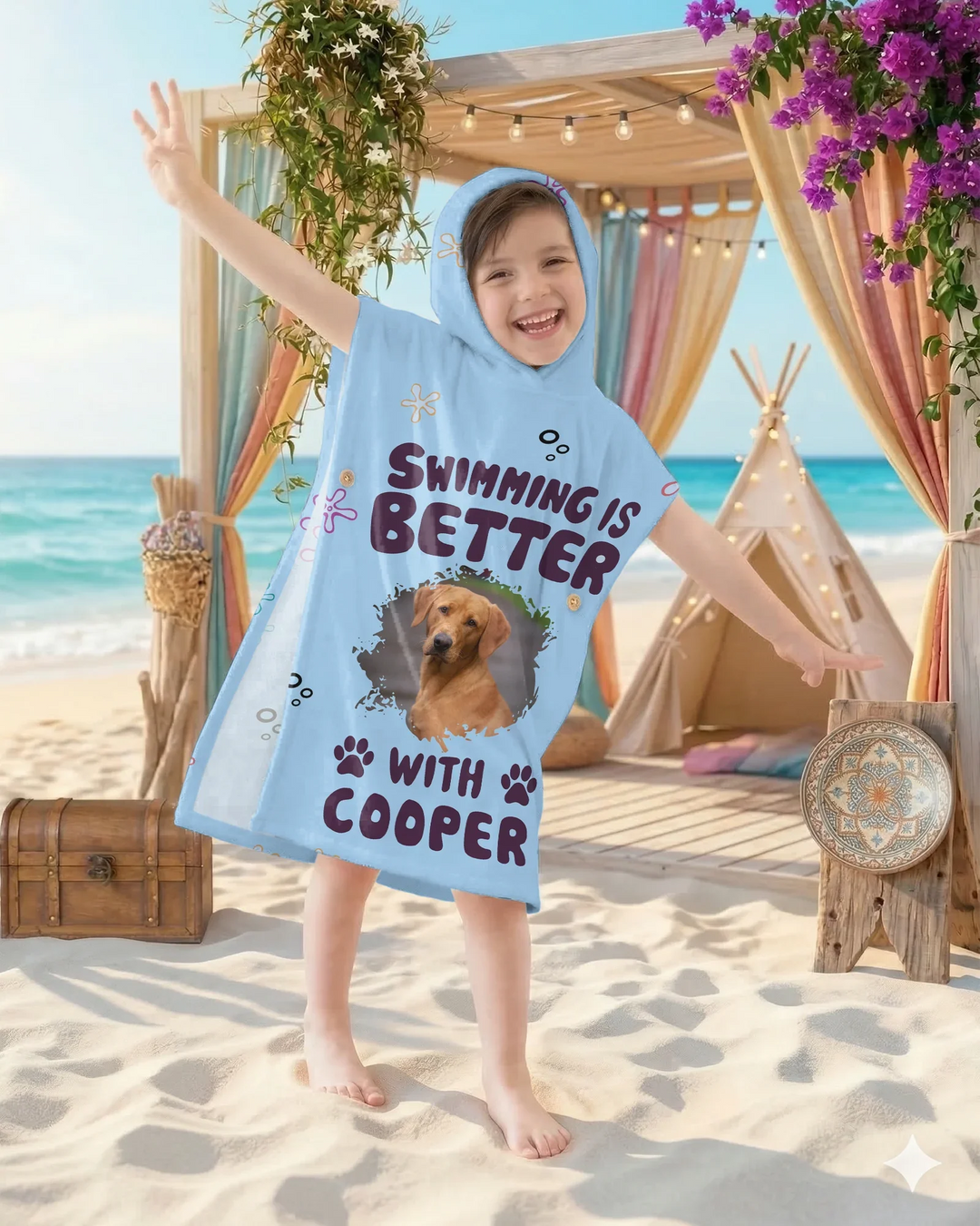 Better Life With My Dog Photo Bamboo Swim Poncho