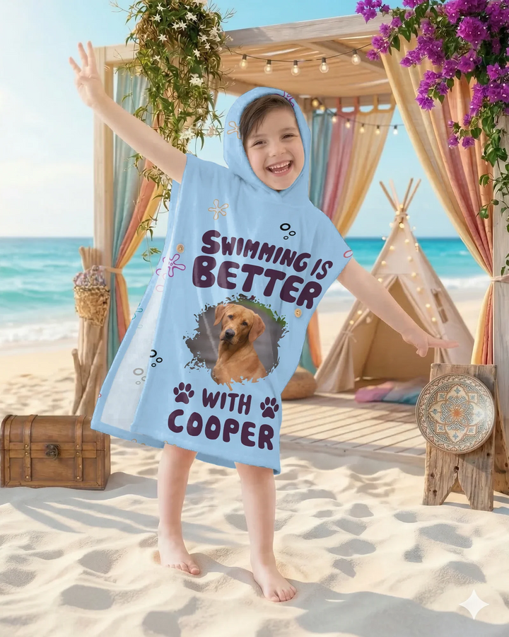 Better Life With My Dog Photo Bamboo Swim Poncho