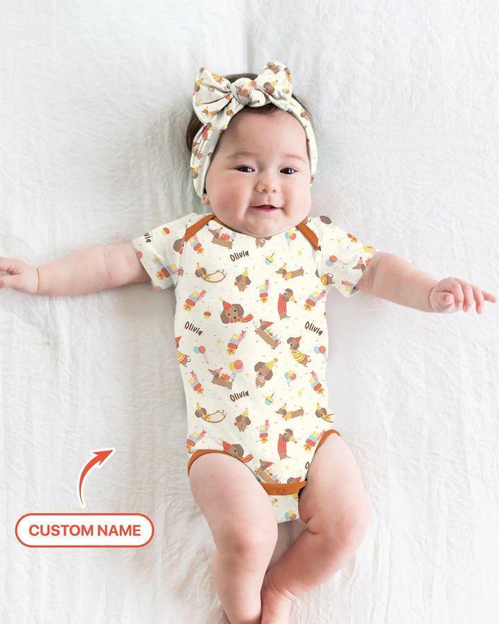 Dachshund Birthday Bamboo Bodysuit