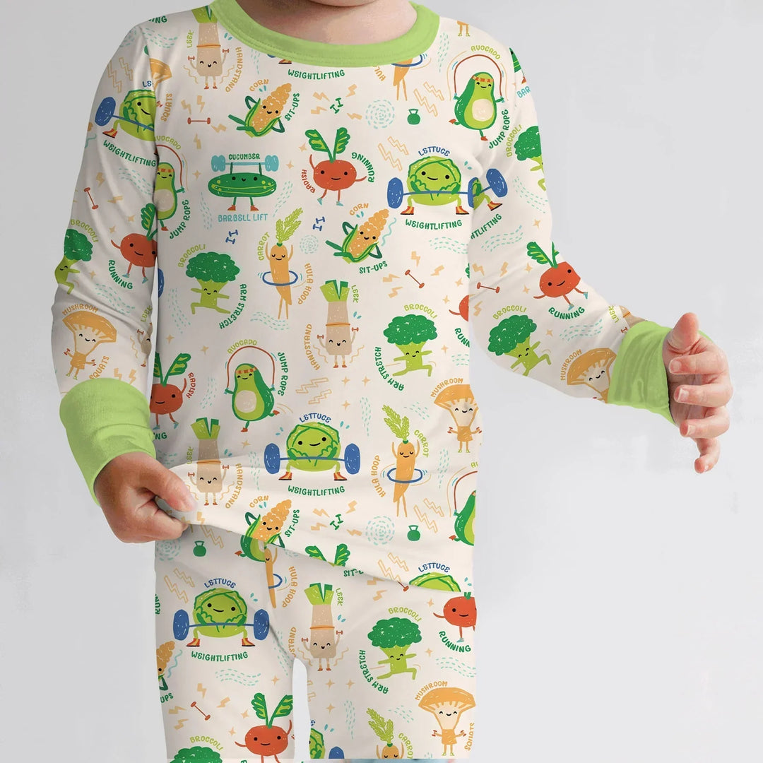 Exercise Veggie Bamboo Two Piece Long Sleeve Pajama Set