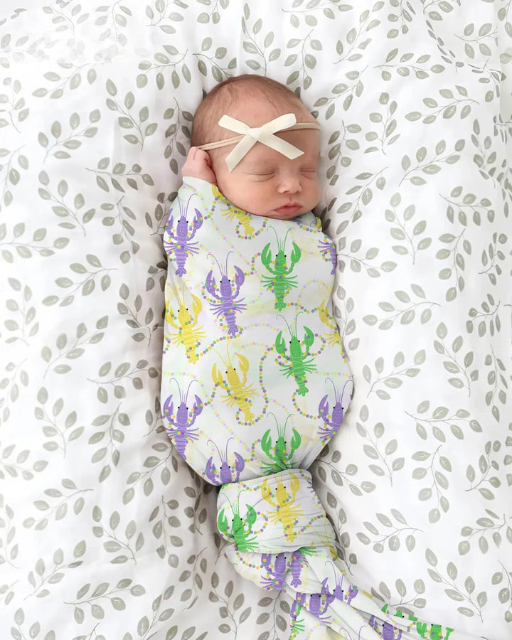 Mardi Gras Crawfish Family Matching Bamboo Swaddle Blanket