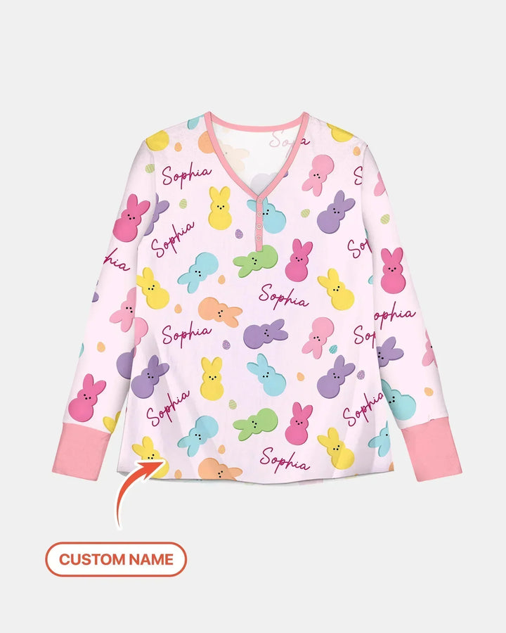 Personalized Easter Bunnies Family Matching Bamboo Women Pajama Set