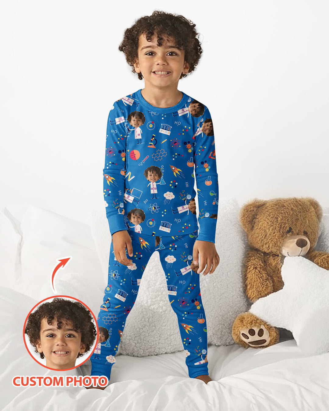 Custom Image Chemical Laboratory Bamboo Two Piece Long Sleeve Pajama Set