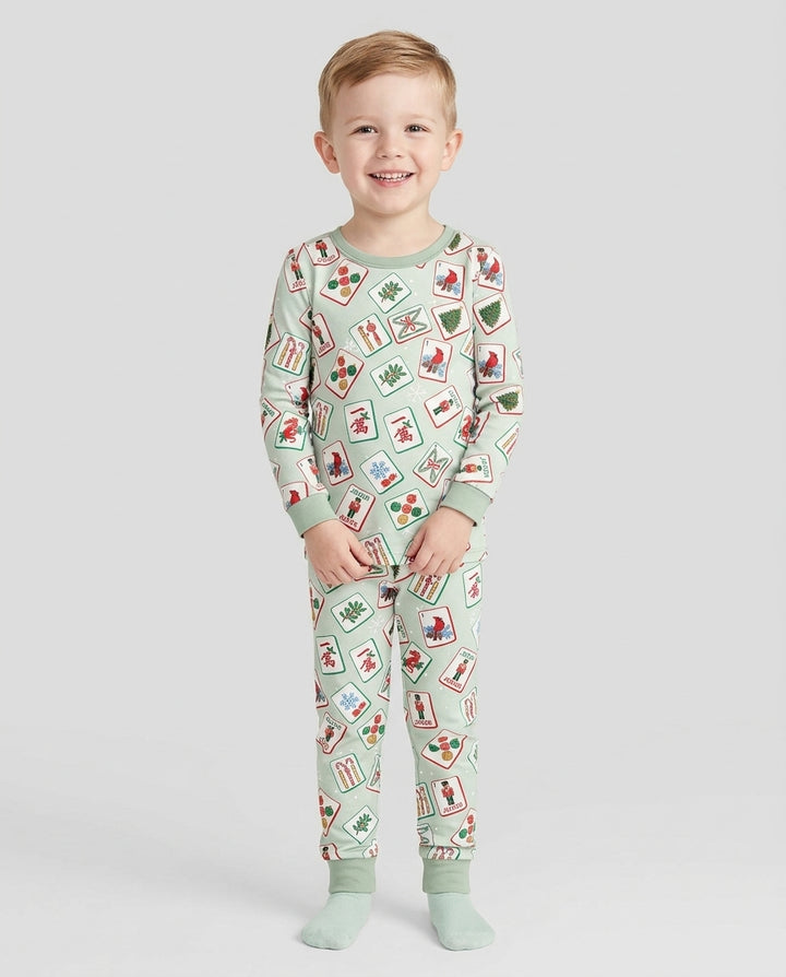 Christmas Mahjong  Bamboo Two Piece Long Sleeve Pajama Set