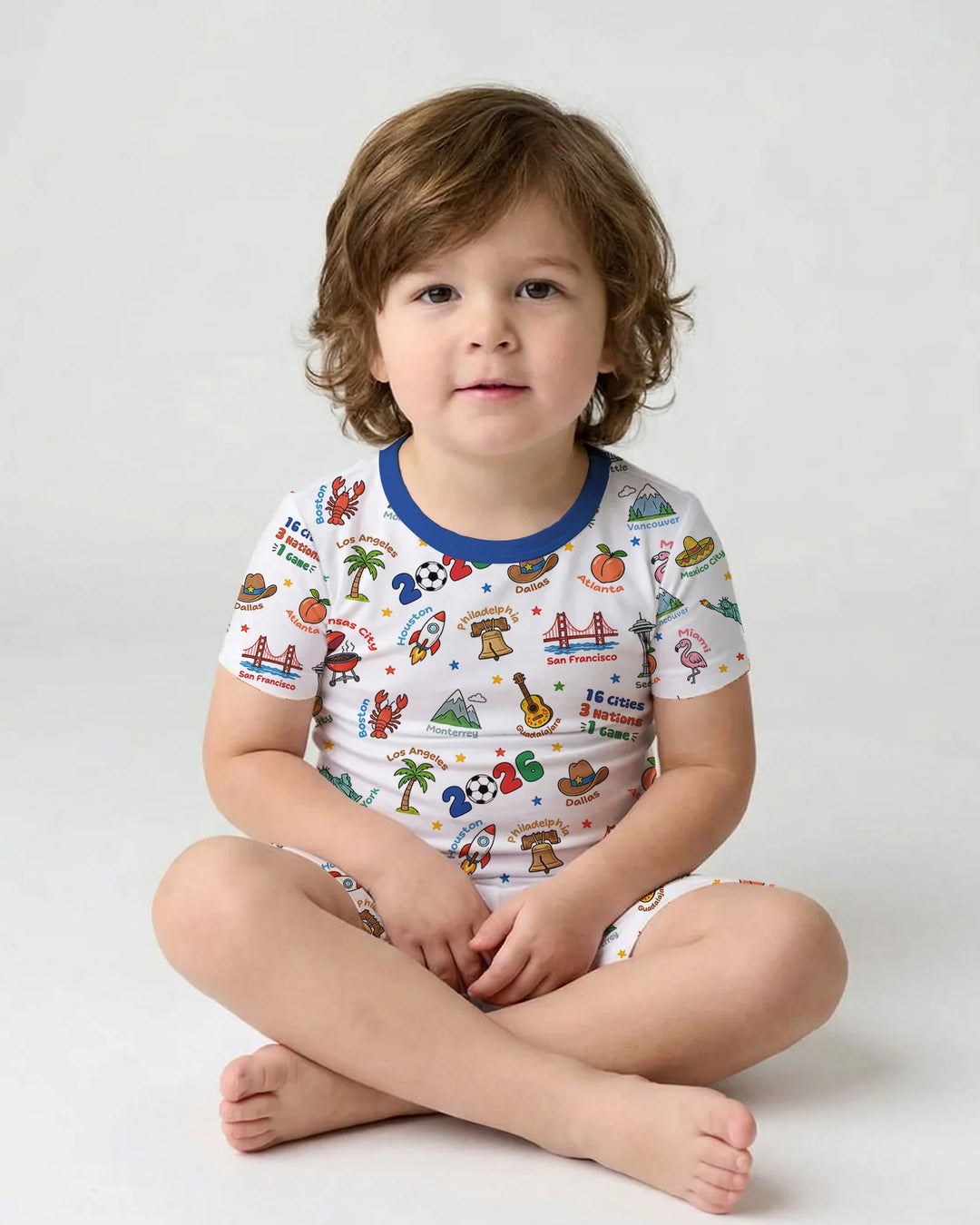 Soccer Cup Host Cities 2026 Bamboo Two Piece Short Sleeve Shorts Pajama Set