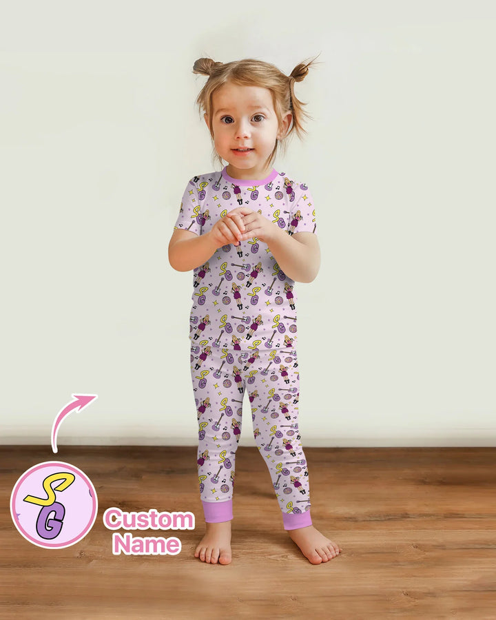 Custom Name Mini Rockstar Two Piece Short Sleeve Pajama Set