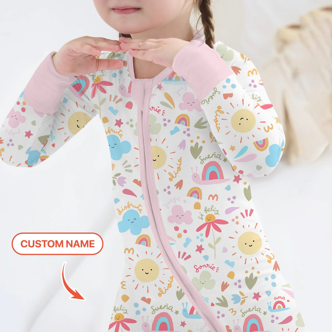 Custom Name Positive Spring Garden Bamboo Convertible Zippy