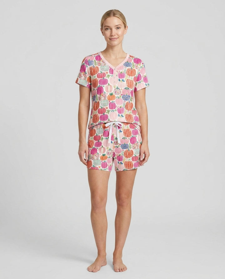 Pumpkin & Bloom Bamboo Women Short Sleeve Short Pajama Set