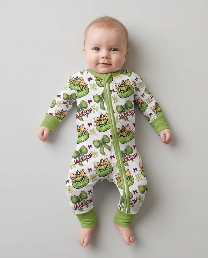 Custom Name Grumpy Green Christmas Bamboo Convertible Zippy