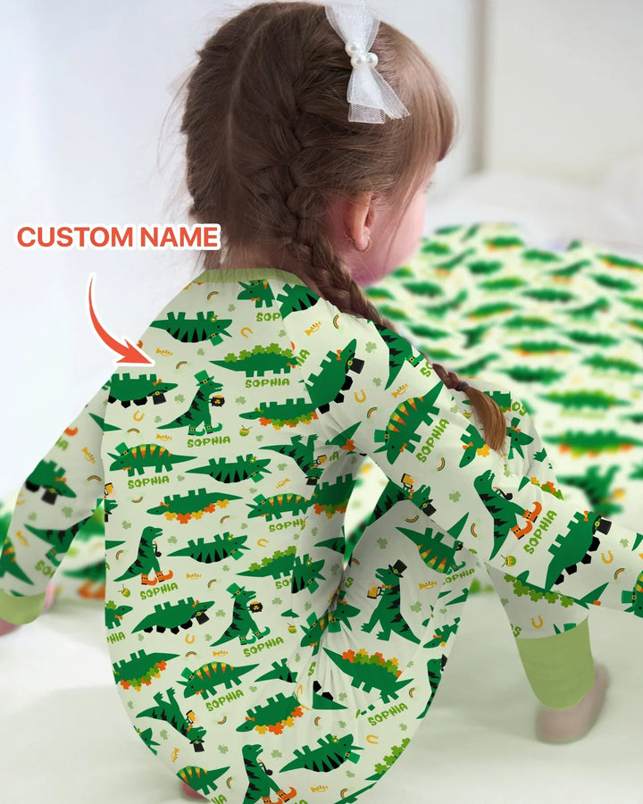 St. Patrick's Day Dinosaurs Custom Bamboo Convertible Zippy