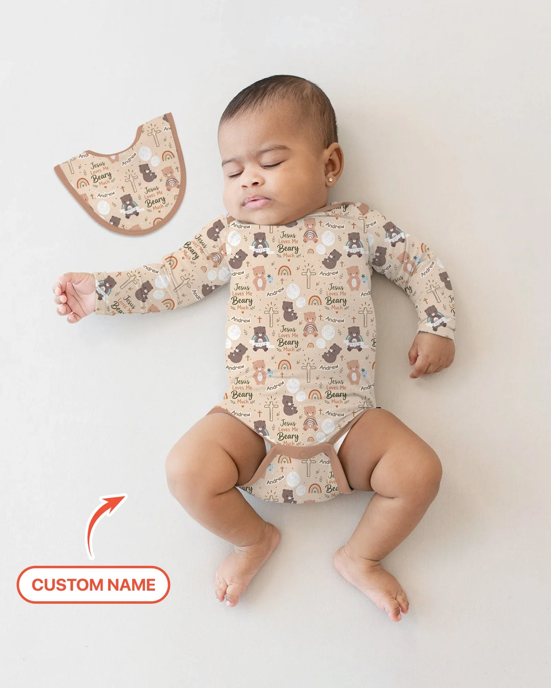 Custom Name Jesus Loves Me Beary Much Bamboo Bodysuit