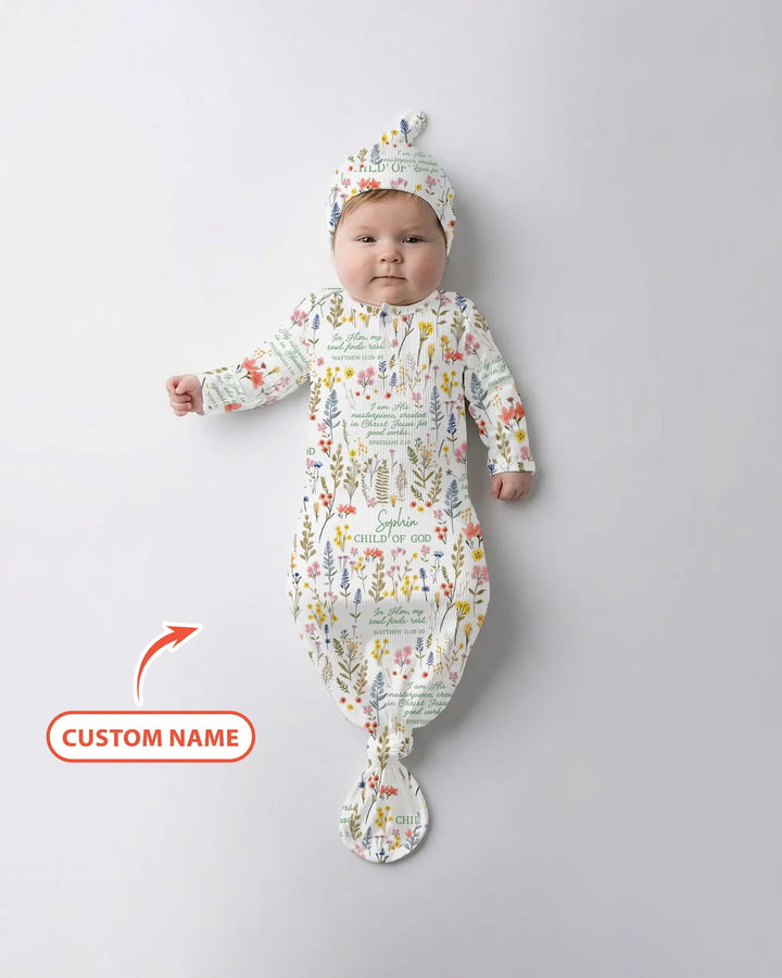 Custom Name Child of God Flower Garden Bamboo Knot Gown
