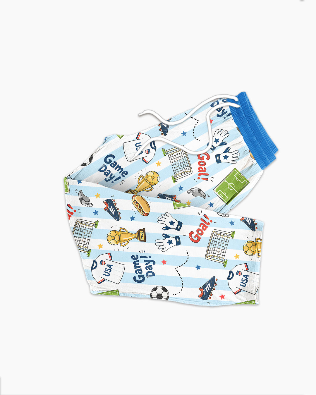 Striped Soccer Game Day Family Matching Bamboo Men's Pajama Set