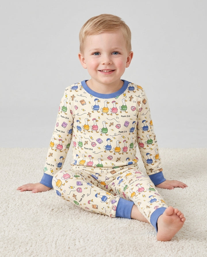 Psalm 23:6 Matching Family Bamboo Two Piece Long Sleeve Pajama Set